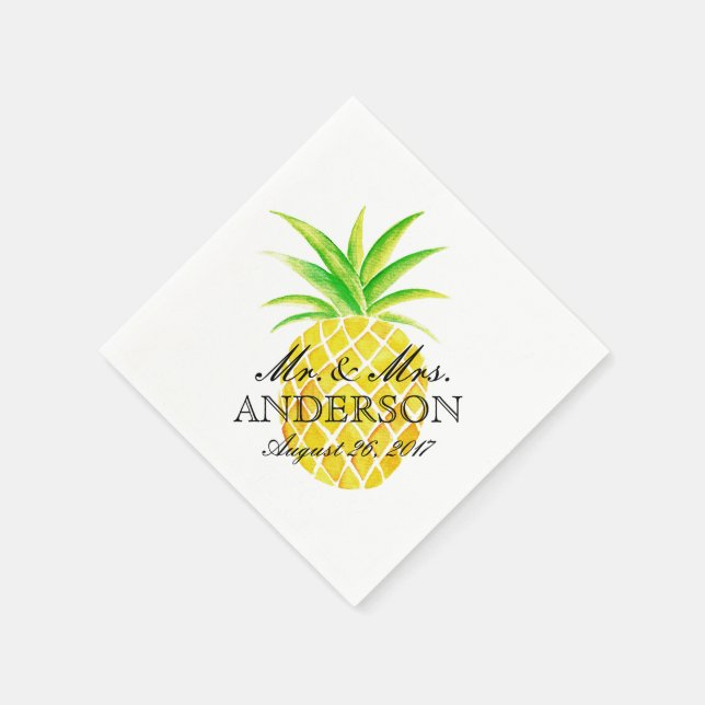 Ananas vattenfärg Tropical Bröllop Pappersservett (Hörn)