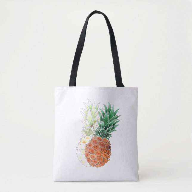 Ananas, vattenfärg. tygkasse (Framsida)