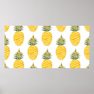 Ananas. Vattenfärgad handmålad illustration w Poster