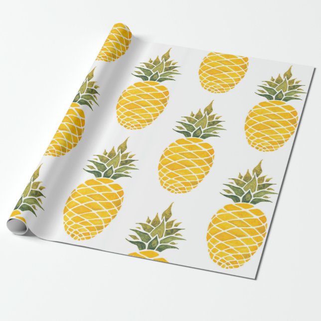 Ananas. Vattenfärgad handmålad illustration w Presentpapper (Utrullad)