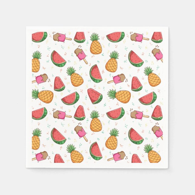 Ananas, vattenmeloner och isgräs pappersservett (Framsidan)