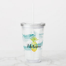 Ananas Växtblad Mönster Namn  Monogram   Take Away Mugg
