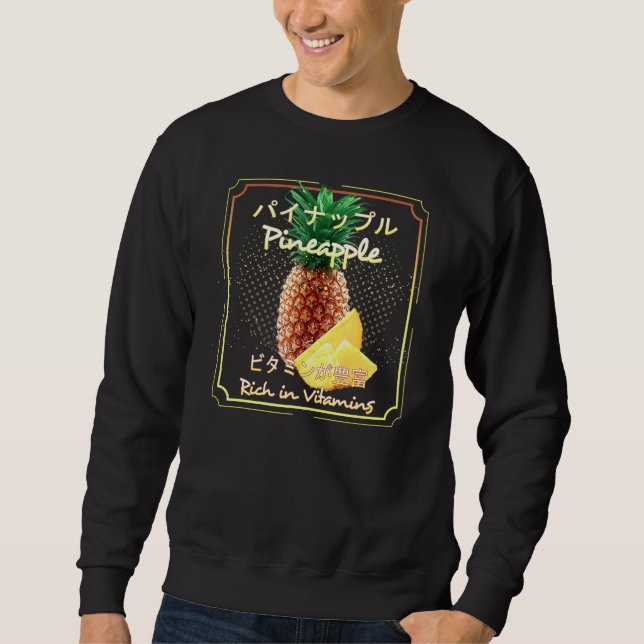 Ananas Vegan, friska frukter och grönsaker Lång Ärmad Tröja (Framsida)