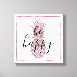 Ananas vid ro i Guld är Lycklig Canvastryck