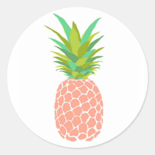 Ananas +Vit Runt Klistermärke
