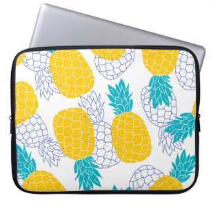 Ananas vita bakgrund, sömlös mönster. laptop fodral