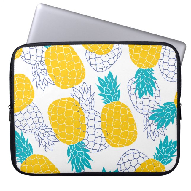 Ananas vita bakgrund, sömlös mönster. laptop fodral (Framsidan)