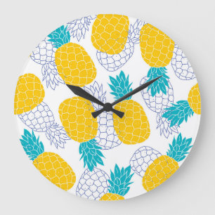 Ananas vita bakgrund, sömlös mönster. stor klocka
