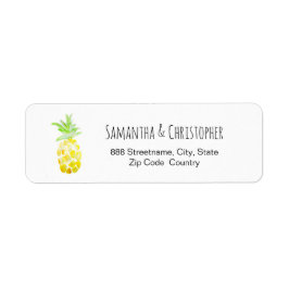 Ananas Watercolor Bröllop Returadress Etikett