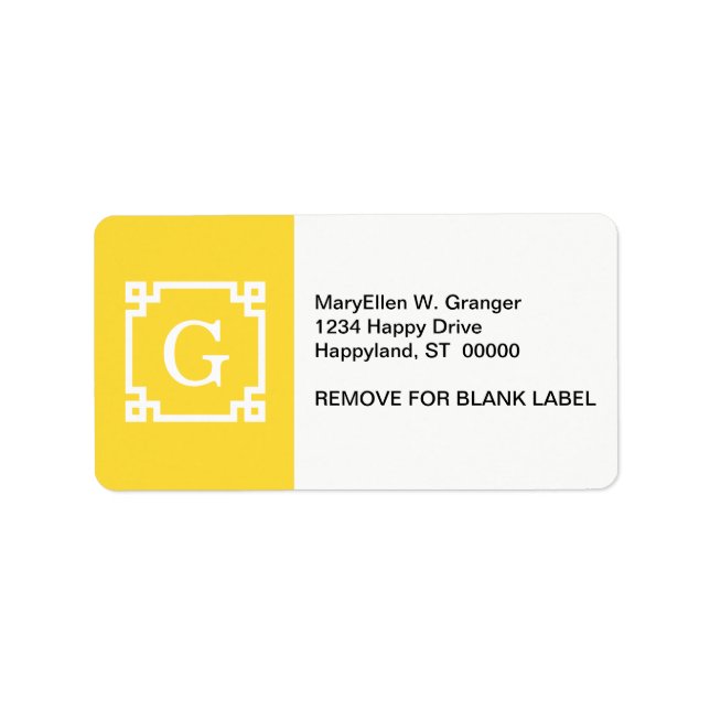 Ananas Whant Grekiska Nyckel Ram #2 Initial Monogr Adressetikett (Framsidan)