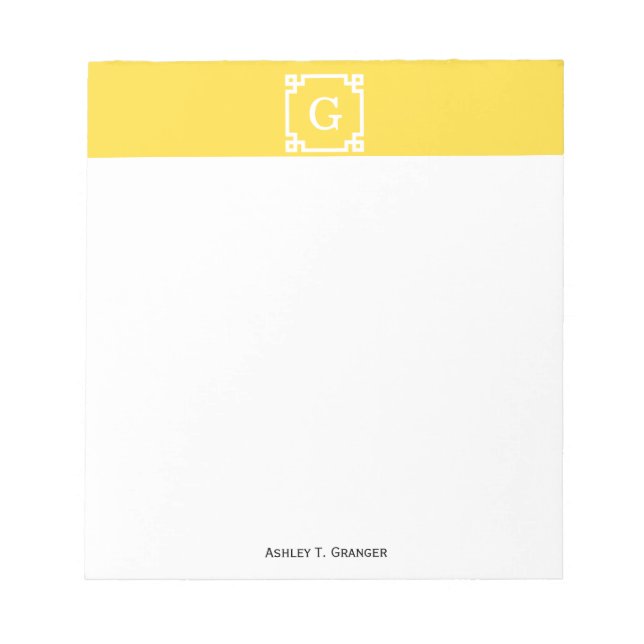 Ananas Whant Grekiska Nyckel Ram #2 Initial Monogr Anteckningsblock (Framsida)