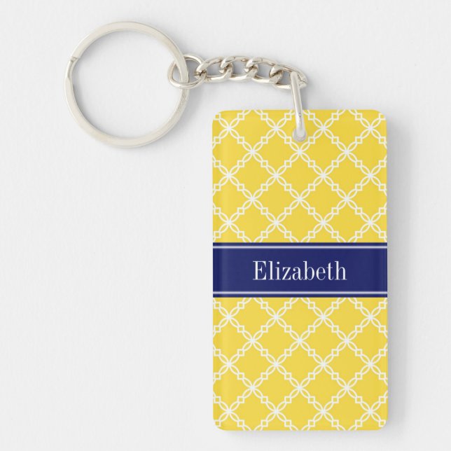 Ananas Whet Finare Quatrefoil Navy Namn Monogram (Framsidan)