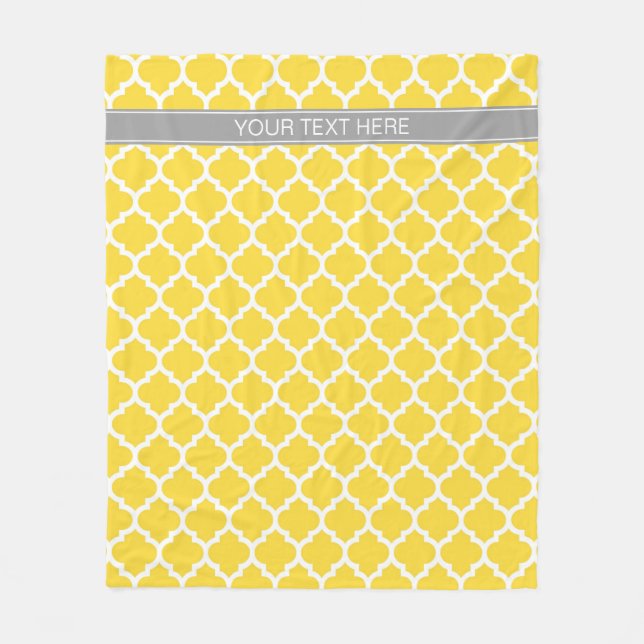 Ananas Whet Moroccan #5 Dk Grått Namn Monogram Fleecefilt (Framsidan)