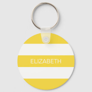 Ananas Wht Horiz Preppy Rand #3 Namn Monogram Nyckelring