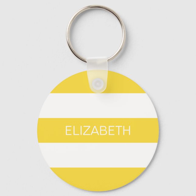 Ananas Wht Horiz Preppy Rand #3 Namn Monogram Nyckelring (Framsida)