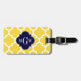 Ananas Wht Moroccan #5 Navy 3 Initial Monogram Bagagebricka