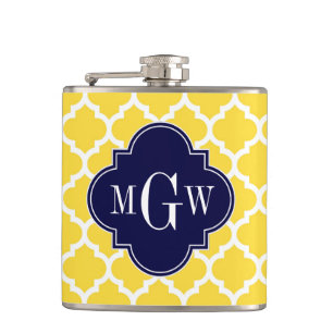 Ananas Wht Moroccan #5 Navy 3 Initial Monogram Fickplunta