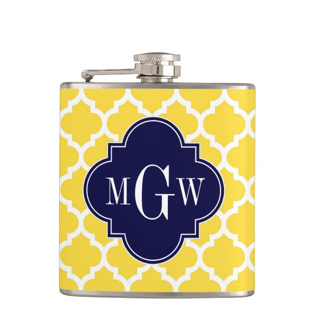 Ananas Wht Moroccan #5 Navy 3 Initial Monogram Fickplunta (Framsidan)