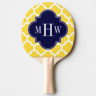 Ananas Wht Moroccan #5 Navy 3 Initial Monogram Pingisracket