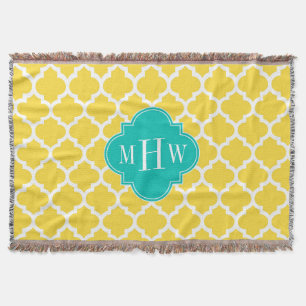 Ananas Wht Moroccan #5 Teal 3 Initial Monogram Filt