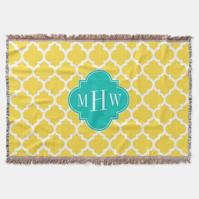 Ananas Wht Moroccan #5 Teal 3 Initial Monogram Filt (Framsidan)