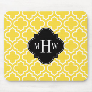 Ananas Wht Moroccan #6 Black 3 Initial Monogram Musmatta