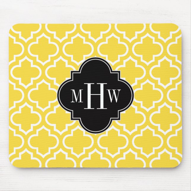Ananas Wht Moroccan #6 Black 3 Initial Monogram Musmatta (Framsidan)