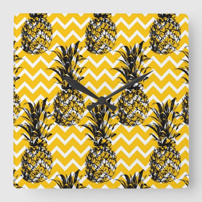 Ananas Zigzags Fyrkantig Klocka (Framsida)