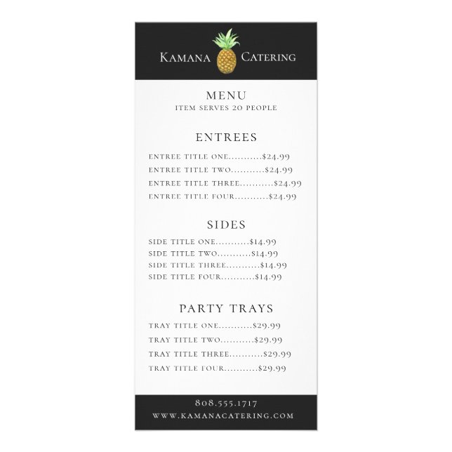 Ananascateringmeny Reklamkort (Framsidan)