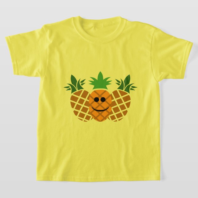 Ananasdesign för lycklig - flickors grundläggande  t shirt (Laydown)