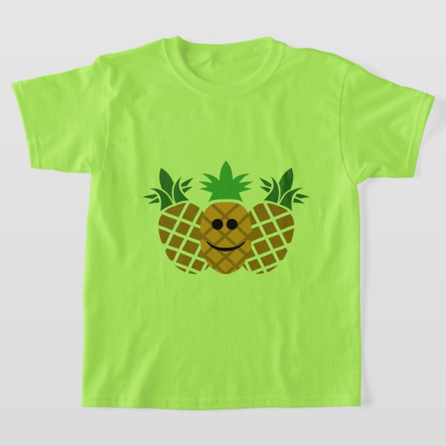 Ananasdesign för lycklig - flickors grundläggande  t shirt (Laydown)