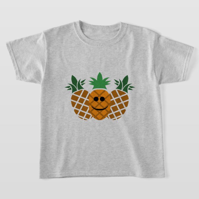 Ananasdesign för lycklig - flickors grundläggande  t shirt (Laydown)