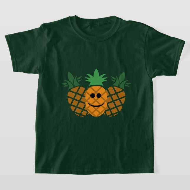 Ananasdesign för lycklig - flickors grundläggande  t shirt (Laydown)