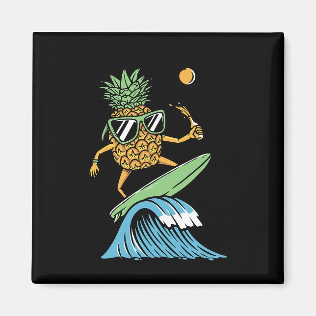 Ananasen surfar illustration magnet (Framsidan)