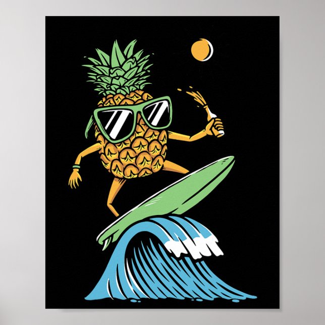 Ananasen surfar illustration poster (Framsidan)