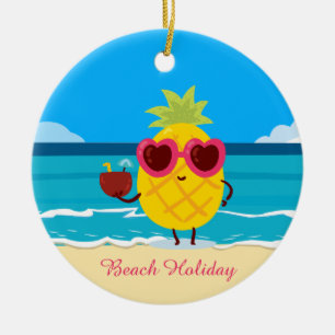 Ananasfrukter på Beach Helgdag Cute Colorful Julgransprydnad Keramik