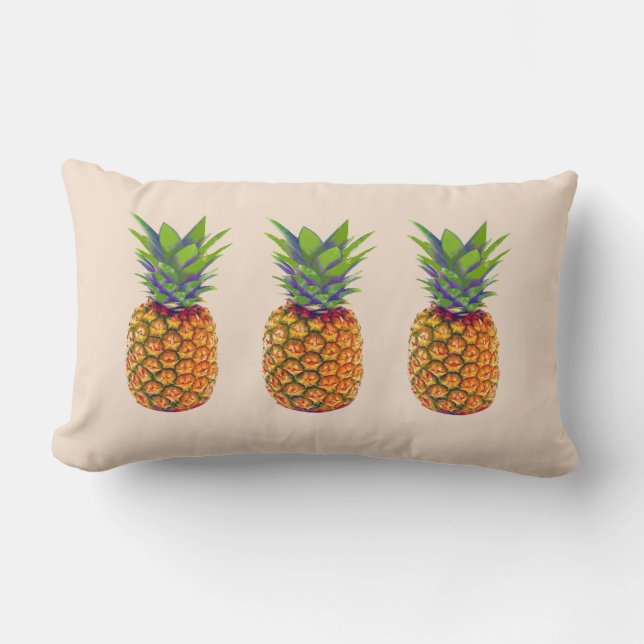 Ananasfrukter på ljusbeige ländkudde lumbarkudde (Framsida)