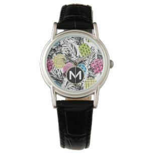 AnanasGrunge gömma i handflatan den   monogramen Armbandsur