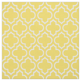 Ananasgult, vit marockanska Quatrefoil #6 Tyg