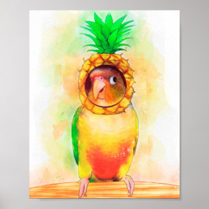 Ananasparrot med anananashatt poster