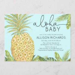 Ananaspojke- eller genderneutraltbaby shower inbjudningar