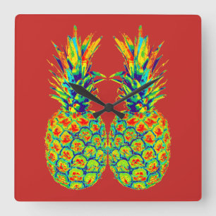 Ananaspop Art Fyrkantig Klocka
