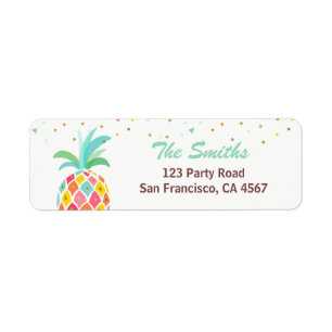 Ananasreturadressetikett tropiska Aloha Luau Returadress Etikett