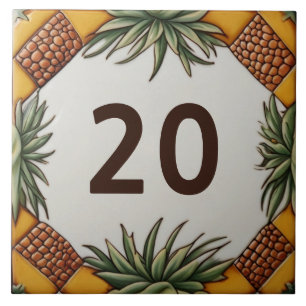 Ananassale Desert Plant House Number Sign Plaque Kakelplatta