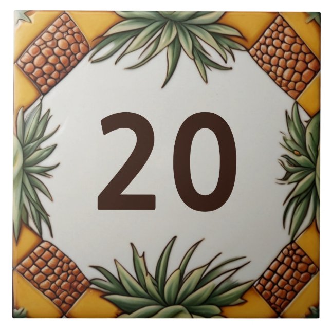 Ananassale Desert Plant House Number Sign Plaque Kakelplatta (Framsidan)