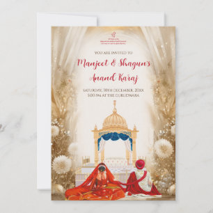 Anand Karaj-inbjudningar Digitala Sikh-bröllopskor Inbjudningar