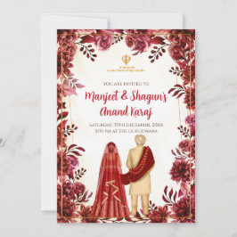 Anand Karaj-inbjudningar Digitala Sikh-bröllopskor Inbjudningar