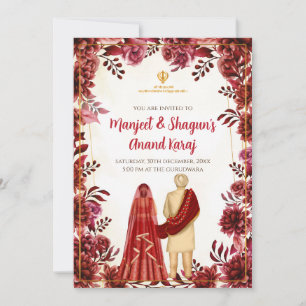 Anand Karaj-inbjudningar Digitala Sikh-bröllopskor Inbjudningar