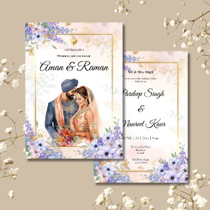 Anand Karaj-kort för Sikh bröllop Inbjudningar