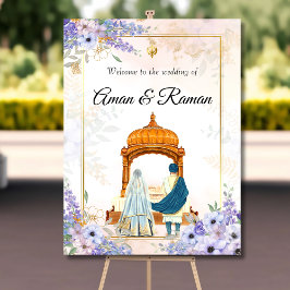 Anand Karaj välkomstskylt Sikh bröllop skyltar